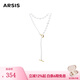 Arsis純真年代復古OT扣長項鏈法式原創(chuàng)時尚簡約項鏈毛衣鏈送女友禮物 復古OT扣長項鏈
