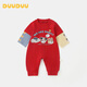 DUUDUU嬰兒衣服男寶寶連體衣秋季長(cháng)袖新生兒卡通哈衣外出服 紅  90cm 
