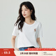 茵曼（INMAN）索羅娜舒適趣味繡花短袖T恤女2025夏季寬松顯瘦百搭休閑上衣 米白色-全棉 L
