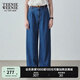 Teenie Weenie小熊女裝春季簡(jiǎn)約休閑松弛闊腿褲長(zhǎng)褲時(shí)尚韓版寬松褲 深藍(lán)色 M (165)