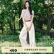 伊芙麗（eifini）伊芙麗天絲舒適透氣寬松闊腿褲子女2025夏裝新款白色包容性高褲女 白色 L