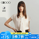 G2000【緞面色丁布】女裝2025春秋商場同款絲滑綁帶短袖襯衫【合G2】 色丁布-米白色休閑襯衫25寸 34