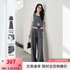 梵希蔓花灰色老錢風(fēng)通勤套裝女2025夏季新款無袖馬甲闊腿褲兩件套 M9762 花灰色 M