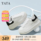 他她（TATA）小白鞋2025夏季新款奶油泡泡厚底女鞋增高松糕鞋板鞋 白/黑 35