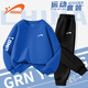 貴人鳥童裝男童秋裝套裝2025新款兒童秋季運動衣服中大童衛(wèi)衣衛(wèi)褲兩件套 彩藍/G白右袖K+黑/G貴人鳥白K 175 【推薦體重120-130斤】