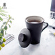 陸寶茶具辦公泡茶杯子大容量馬克杯陶瓷過(guò)濾茶水杯帶蓋伴手禮典雅蓋杯 禪風(fēng)黑