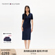 TOMMY HILFIGER【針織拼接】25夏季女裝氣質(zhì)收腰修身顯瘦POLO裙連衣裙47324 藏青色C1G L 38
