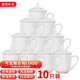 陶相惠 茶杯 陶瓷蓋杯10只裝帶蓋純白開會杯子商務(wù)會議辦公水杯套裝