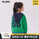 M.Latin/馬拉丁童裝兒童外套冬新款女大童撞色間條學(xué)院風(fēng)連帽毛衣外套 翠綠 140 cm