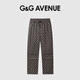 G&G AVENUE 1992法國G&G AVENUE輕奢潮牌夏季滿(mǎn)印字母休閑長(cháng)褲男女款直筒傘兵褲子 卡其/Khaki S 90-120斤