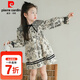 皮爾卡丹（pierre cardin）童裝女童連衣裙春秋2025新款宮廷風(fēng)兒童刺繡翻領(lǐng)花朵寶寶女孩裙子 米色印花 150 尺碼11~12歲【140-150cm】