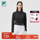 FILA 斐樂官方女子針織長袖上衣2025夏新款高爾夫運(yùn)動(dòng)防曬修身長T 深黑-BK L 170/88A/L