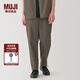 無印良品（MUJI）男式  易干 寬版錐形褲 男士長褲子 休閑褲秋季  AE0Y5A4A 深咖啡棕色 M （170/80A）