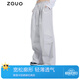 ZAUO防曬工裝褲女春夏薄款休閑褲寬松抽繩闊腿褲 降落傘褲經(jīng)典款灰色(最大M） S