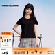 美特斯邦威T恤女2025夏季新款正肩純白圓領平紋純色透氣短袖T恤 影黑 XL 170 92A