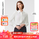 朗姿法式時尚洋氣內(nèi)搭通勤漂亮長袖polo領襯衣女新款襯衫 本白色2 M