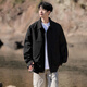 IZEXX翻領(lǐng)外套男秋季巴恩風(fēng)潮流休閑上衣服寬松青少年夾克HZ10琥珀黑XL