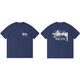 斯圖西（stussy）夏季潮牌短袖香港限定圓領(lǐng)半截男女寬松情侶T恤外穿爆款 斯圖西40款圖-短袖-*藏藍色 S  建議80-100斤