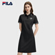 FILA 斐樂官方女裝針織連衣裙2025秋季新款時尚休閑防曬涼感POLO裙 正黑色-BK L 170/88A/L