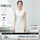 尚都比拉夏季時(shí)尚優(yōu)雅別致V領(lǐng)型遮副乳收腰無(wú)袖中款連衣裙女 奶白色 M 