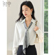 初申春秋長(cháng)袖襯衫女時(shí)尚V領(lǐng)可拆卸絲巾優(yōu)雅通勤雪紡衫白襯衣S53X068