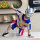 G.DUCKKIDS小黃鴨童裝男童套裝夏季賽羅奧特曼兒童衣服運(yùn)動(dòng)套裝寶寶卡通一套 彩虹藍(lán)色+面具 100 建議90-100cm3-4歲