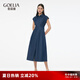 歌莉婭涼感彈力牛仔連衣裙女夏2025新款大方得體小裙子1E4L4J0W0 80U深牛仔藍(lán) L