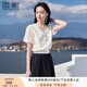 香影法式v領(lǐng)針織衫女2025夏季新款蕾絲拼接米白色正肩泡泡袖上衣 米白 S 155/80A/85-95斤