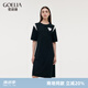 歌莉婭  休閑愛心收腰連衣裙  1C3J4H190 00B黑色 XL