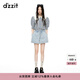 DZZIT【爆款補(bǔ)單】愛心老花地素牛仔短褲夏季抽繩工藝褲子女 藍(lán)色(短褲) M