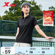 特步（XTEP）女子夏季POLO衫短袖抗UV時尚涼感冰絲T恤 正黑色 XL