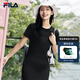FILA 斐樂官方女子針織連衣裙2025夏季新款時尚休閑簡約修身T恤裙 正黑色-BK L 170/88A/L