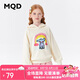 馬騎頓（MQD）童裝女大童秋款學(xué)院風(fēng)卡通休閑百搭連帽衛(wèi)衣 米白 160