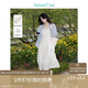 茵曼（INMAN）夏季提花肌理女裝純色吊帶連衣裙顯瘦百搭風(fēng)中長(zhǎng)裙子 田園杏 M