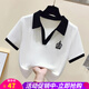短袖女t恤夏季小眾感短款翻領(lǐng)polo領(lǐng)上衣女裝體恤 白色 S