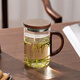憶壺茶泡茶杯茶水分離杯子玻璃高硼硅綠茶杯月牙過(guò)濾辦公室家用水杯男士 【500ML】玻璃月牙-帶胡桃木蓋