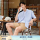 TOMMY HILFIGER【簡約純色】夏季男純棉商務(wù)休閑正裝短袖襯衣襯衫男外套J3904 天空藍(lán)450 XL (推薦：165-180斤)