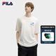 FILA 斐樂官方情侶款針織短袖衫2025春季新款時尚簡約休閑寬松T恤 蒸汽白-IV L 175/96A/L