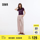 森馬（Semir）休閑褲女工裝風(fēng)肌理長(zhǎng)褲寬松感秋半松緊腰抽繩闊腿褲104524127030