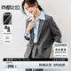 尚都比拉條紋西裝套裝女秋季高智感穿搭職業(yè)裝西服褲子兩件套 深灰色 L 