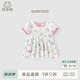 乖奇熊【碎花連衣裙】女寶寶夏季薄款短袖公主連體裙童裝衣服嬰兒外出服 白色/櫻桃小可 100