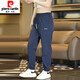 皮爾卡丹（pierre cardin）2025休閑褲男士春夏季冰絲薄款潮牌潮流運動(dòng)韓版百搭褲子純色透氣 藍色M555 M (90-115斤)