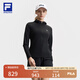 FILA 斐樂官方女士針織連帽外套2025夏新款健身運(yùn)動(dòng)簡(jiǎn)約防曬上衣 深黑-BK M 165/84A/M