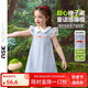 ASK JUNIOR【小清新】兒童裙子夏小飛袖連衣裙女童格紋公主裙小童娃娃領(lǐng)裙裝