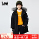 Lee童裝大毛領(lǐng)羽絨服新款冬季兒童加厚保暖中長(zhǎng)款大衣男女童外套 黑色 140 cm