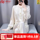 莫代爾2025新款法式絲綢睡衣女春夏季薄款長袖套裝青年高級(jí)感簡約家居服 杏色:商柜品質(zhì):7A軟絲 XL 建議120-140斤