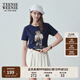 Teenie Weenie【索羅娜】女裝夏季簡約風(fēng)白色短袖T恤短款上衣 藏青色 S (160)