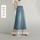 茵曼復(fù)古洗水牛仔半身裙夏季女裝百搭高腰顯瘦a字中長(zhǎng)牛仔裙 牛仔藍(lán) L