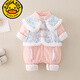 G.DUCKKIDS嬰兒衣服公主女寶拜年服國風(fēng)連體衣長(cháng)袖秋冬外出服新生兒周歲禮服 粉紅色 秋冬夾棉 兒童節禮物 90cm