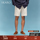 SKARO【250G棉麻】新款雙褶休閑短褲男舒適透氣抽繩五分褲2025夏 白色SKB293 L